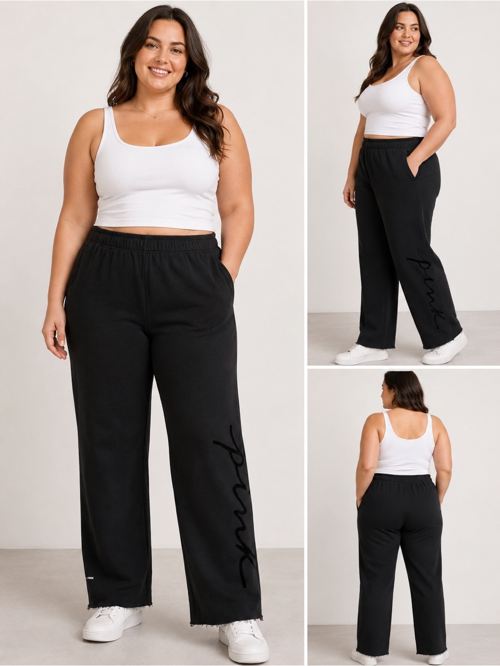 VS PINK × Chloe x Halle Black Wide Leg Sweatpants Women’s M